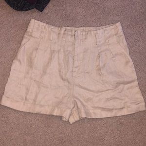NWT linen, taupe high-waisted cuffed hem shorts